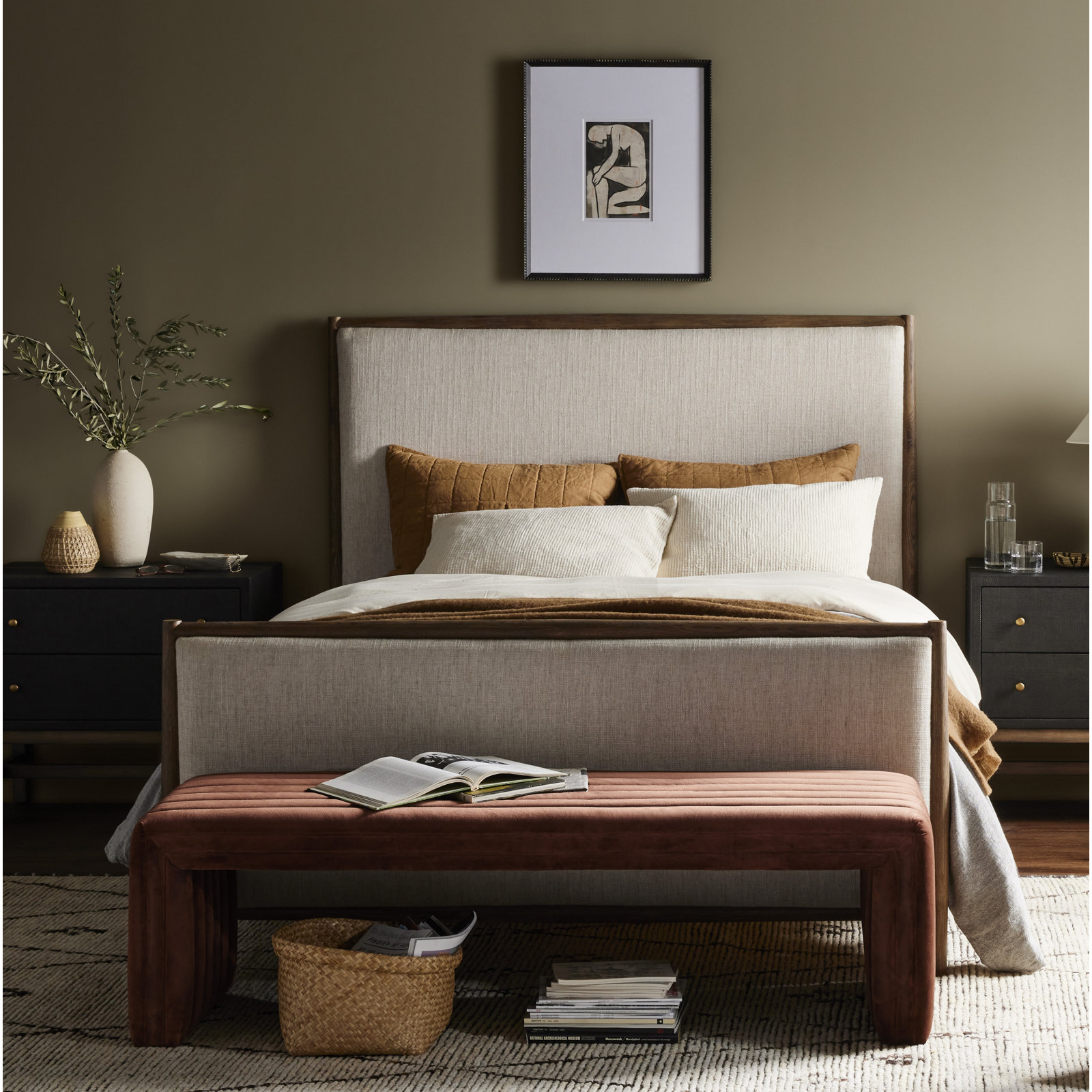Cayenne Upholstered Bed, Queen, Essence Natural