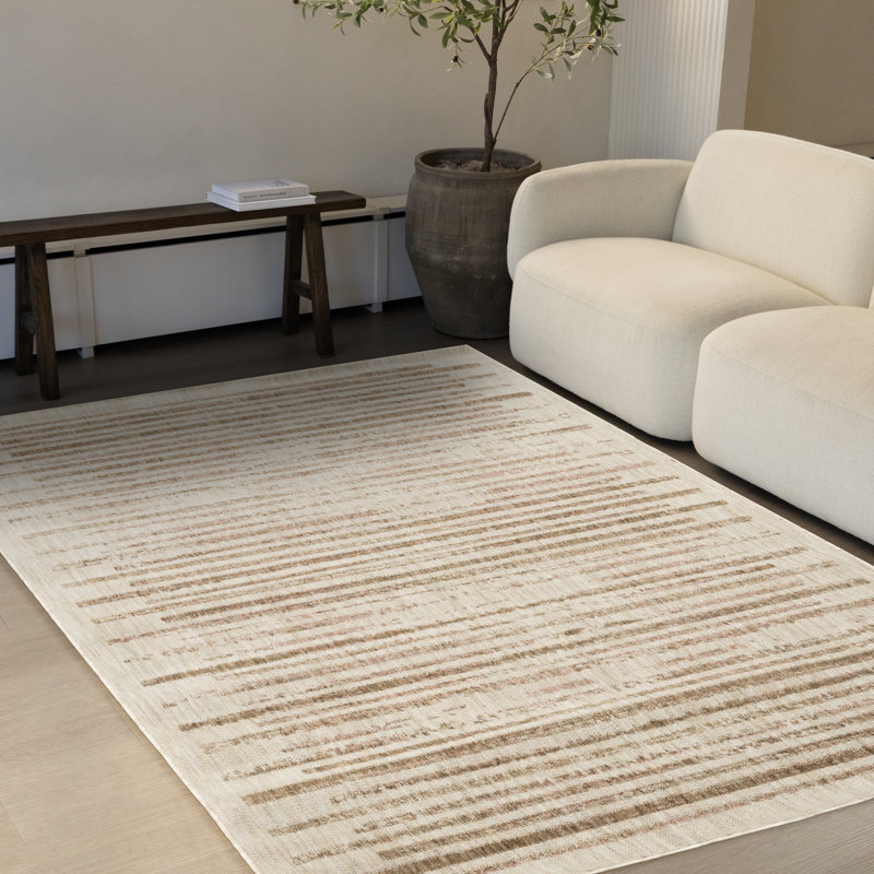 Tapis crème rayé Danese, 7 pi 10 po x 10 pi 6 po