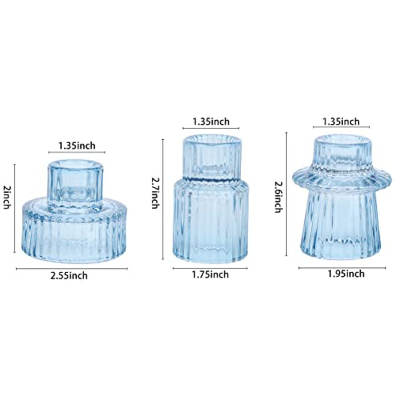Glass Candlestick Holders Tealight Candle Holders For Table Centerpieces, Wedding Decor And Dinner Party (6 Pcs, Light Blue)