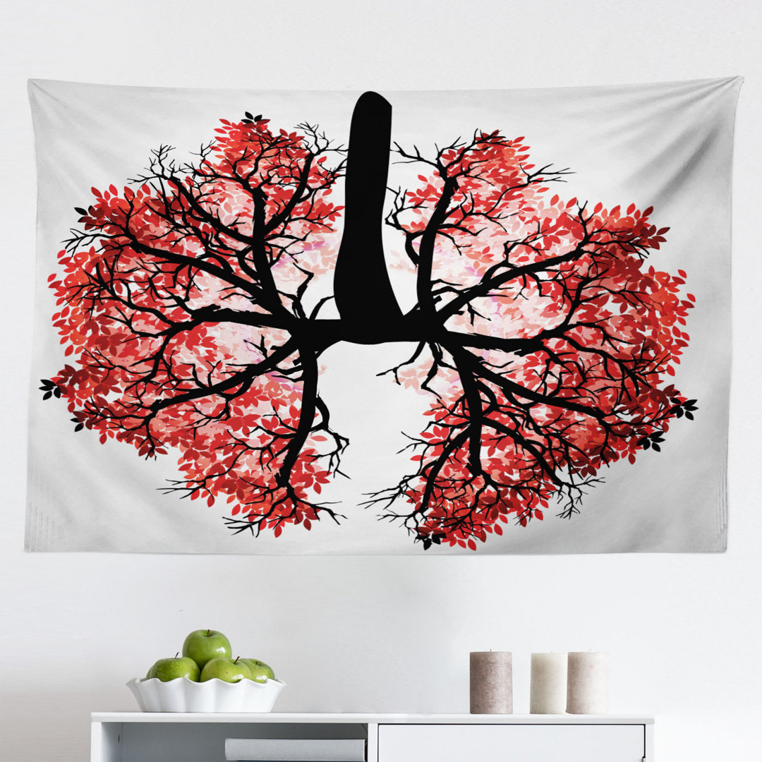 Wandbehang Eco Umwelt Thematisch Menschliche Lunge Geformt Floral Baum Gesunder Lebensstil Natur