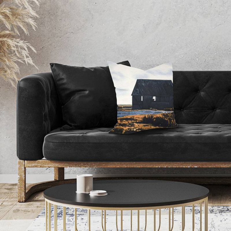 Abandoned barn - 18"x18" Throw pillow cover - Poly twill - Print on demand, 18" x 18"