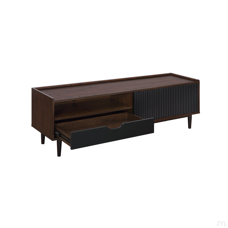 Meuble télé Duane Mid-Century 59,25 po pour téléviseur de 55 po ou moins Duane, Brun foncé / noir
