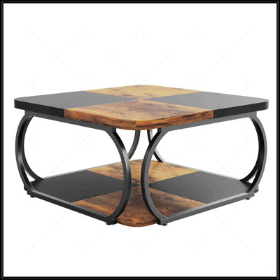 Table basse carrée 39 "avec tablette de rangement