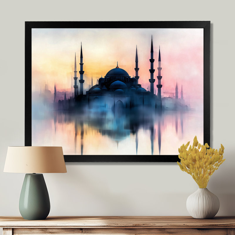 Mosquée à l'aube, Turquie, Turquie, art mural, H 12 po x l 20 po, Reproduction encadrée d'une seule photo sans pass, Noir