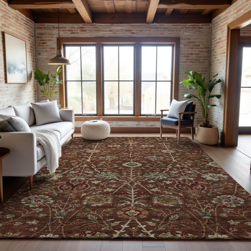 Tapis floral lavable à la machine de qualité supérieure Dahl AMF1085, Rectangle 9 pi x 12 pi
