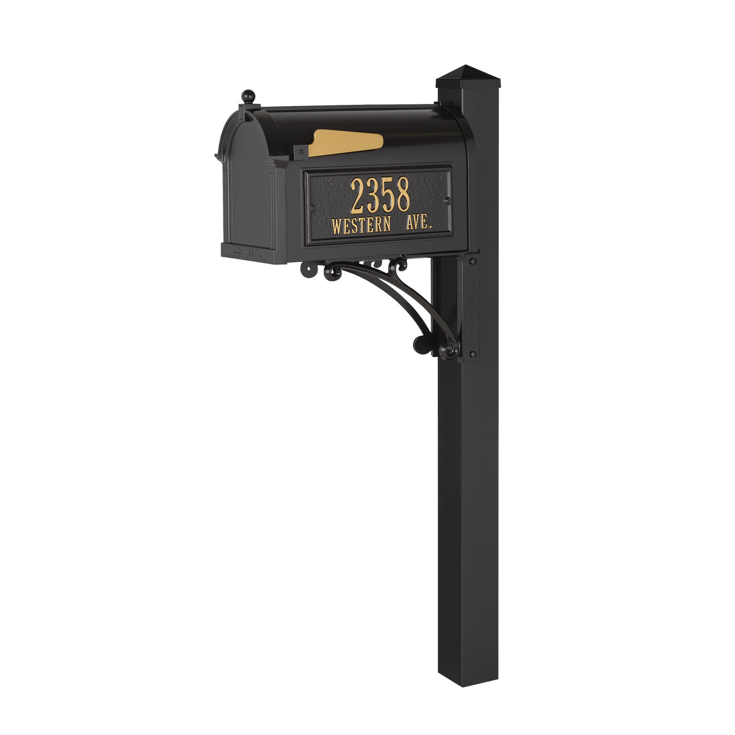Superior Post Mounted Mailbox, Black, Yes