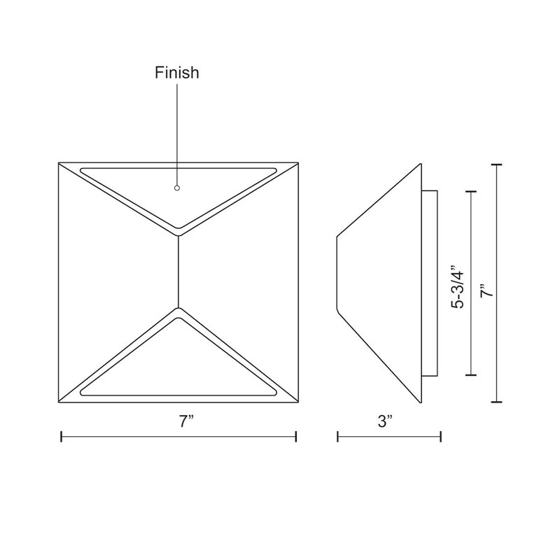 LED Wall Light, Espresso, 7'' H x 7'' W x 3'' D