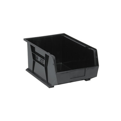  QUS255BR - Ensemble de 4 bacs de rangement en plastique recyclé ultra empilables et suspendus L 16 po x l 11 po x H 8 po