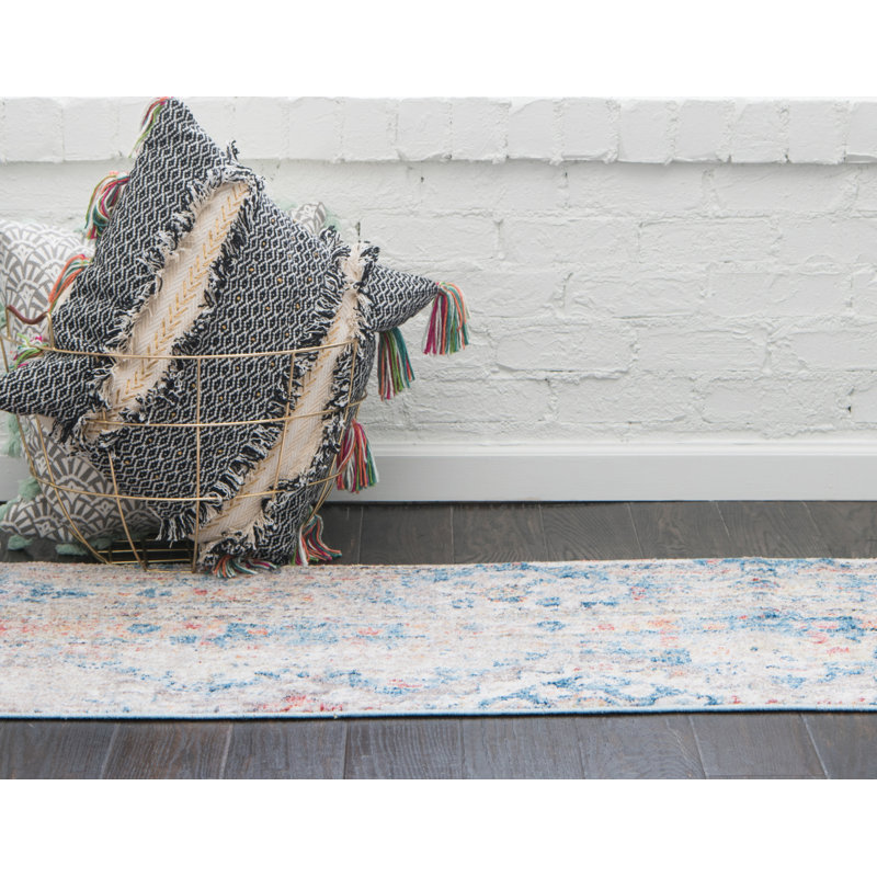 Tapis bleu Leanora, Tapis de couloir 2 pi 2 po x 6 pi 1 po