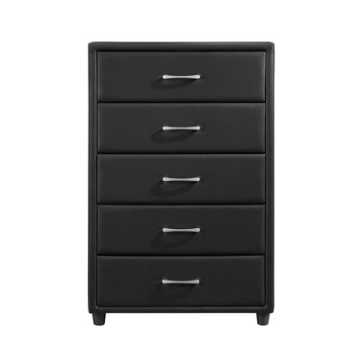 Commode contemporaine 1 pièce en similicuir durable avec poignées argentées, meubles de chambre élégants et fonctionnels