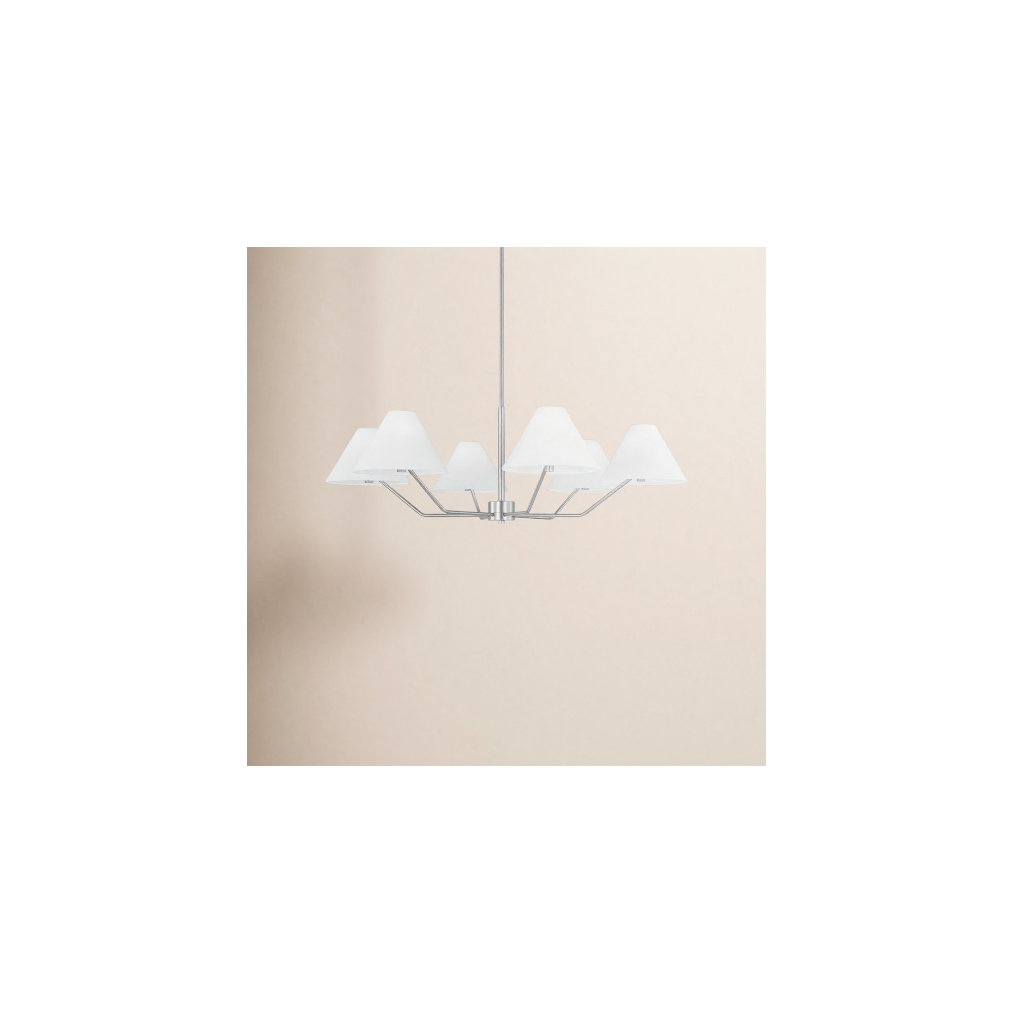 Burke 6-Light Large Chandelier, Brushed Steel