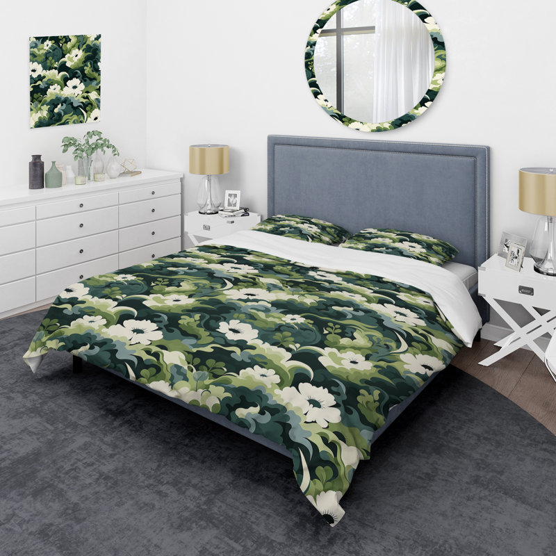Ensemble de housse de couette à motif floral Zen Floral Retreat, Housse de couette simple + 1 taie décorative stan
