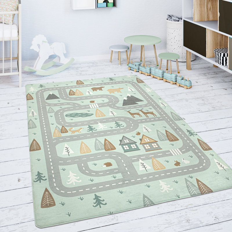 Fraya Light Green/Grey Rug, Round 80cm