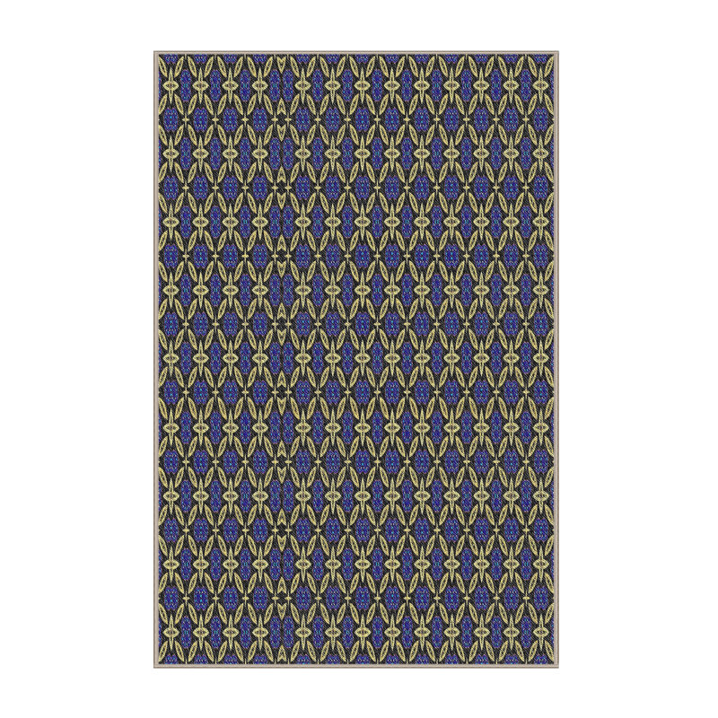 Tapis bleu/beige à motifs, Rectangle 2 pi x 3 pi