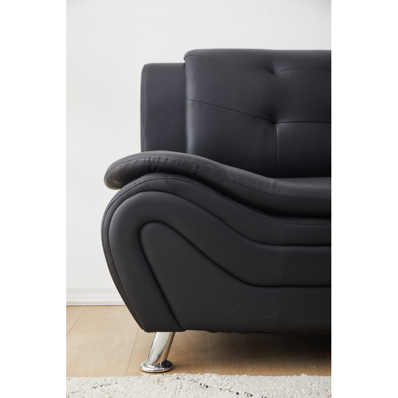 Fauteuil club Adrin, Similicuir noir