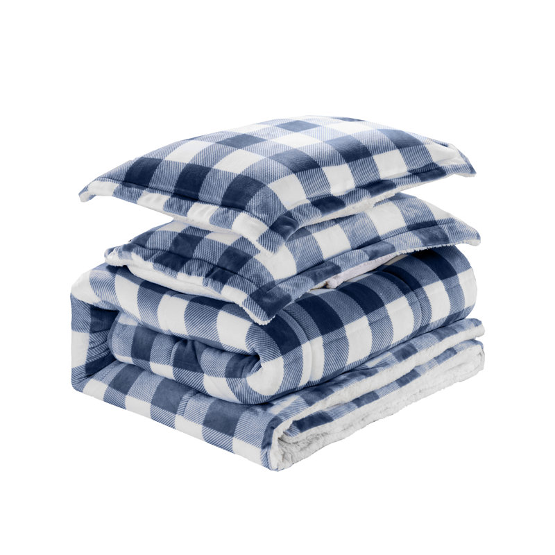 Ensemble d'édredon réversible en duvet synthétique et microsuède 3 pièces, Édredon grand + 2 taies décoratives