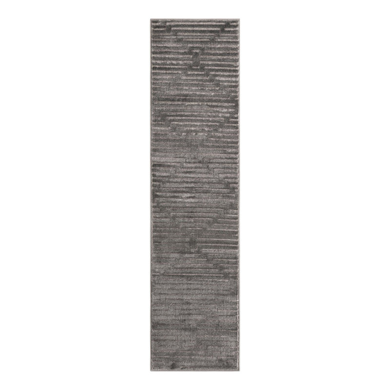 Tapis gris et argent Latitude Run® Mirage Nikica, Tapis de couloir 2 pi x 8 pi