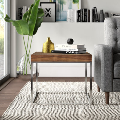 Fred Frame End Table- Modern Square Accent End Table - Wood End Table - for Living Room, Bedroo, or Office - Walnut Brown Side Table