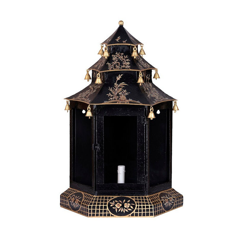 Pagoda Sconce, Black/Gold