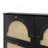 Mid-Century Narrow Design Tipping Bucket Shoe Cabinet With 4 Flip Drawers, Elegant Entryway Shoe Organizer With 4 Rattan Doors, Freestanding Shoe Rack With 2 Silvery Hooks For Hallway, Black, 42.1"W-1717181598
