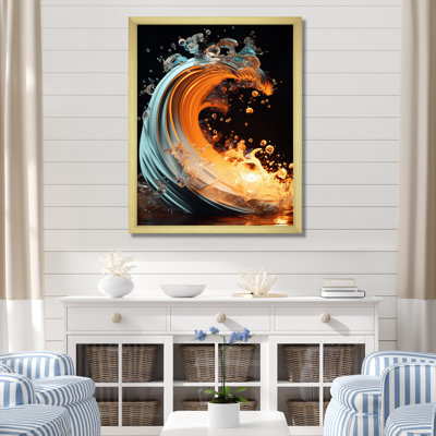 Abstract Gold Coastal Waves Golden Hour On Canvas Print