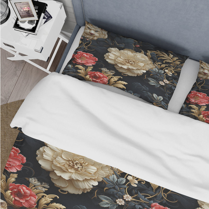 Ensemble de housse de couette à motif cachemire noir et blanc Victorian Elegance