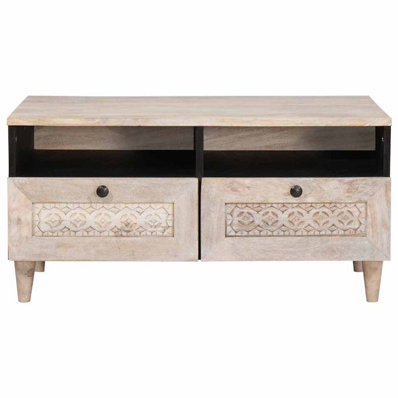 Solid Wood Coffee Table with Storage, Beige