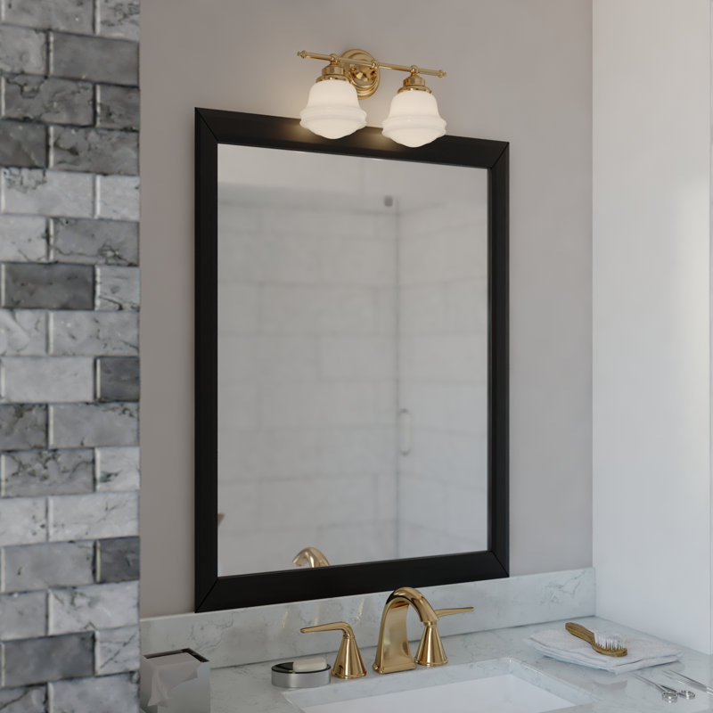 Éclairage pour meuble-lavabo à intensité variable Margaree, H 10,5 po x l 6,75 po x P 6,75 po, Laiton naturel, Deux lumières