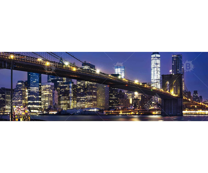 City at Night - Toile encadrée 16 po x 48 po