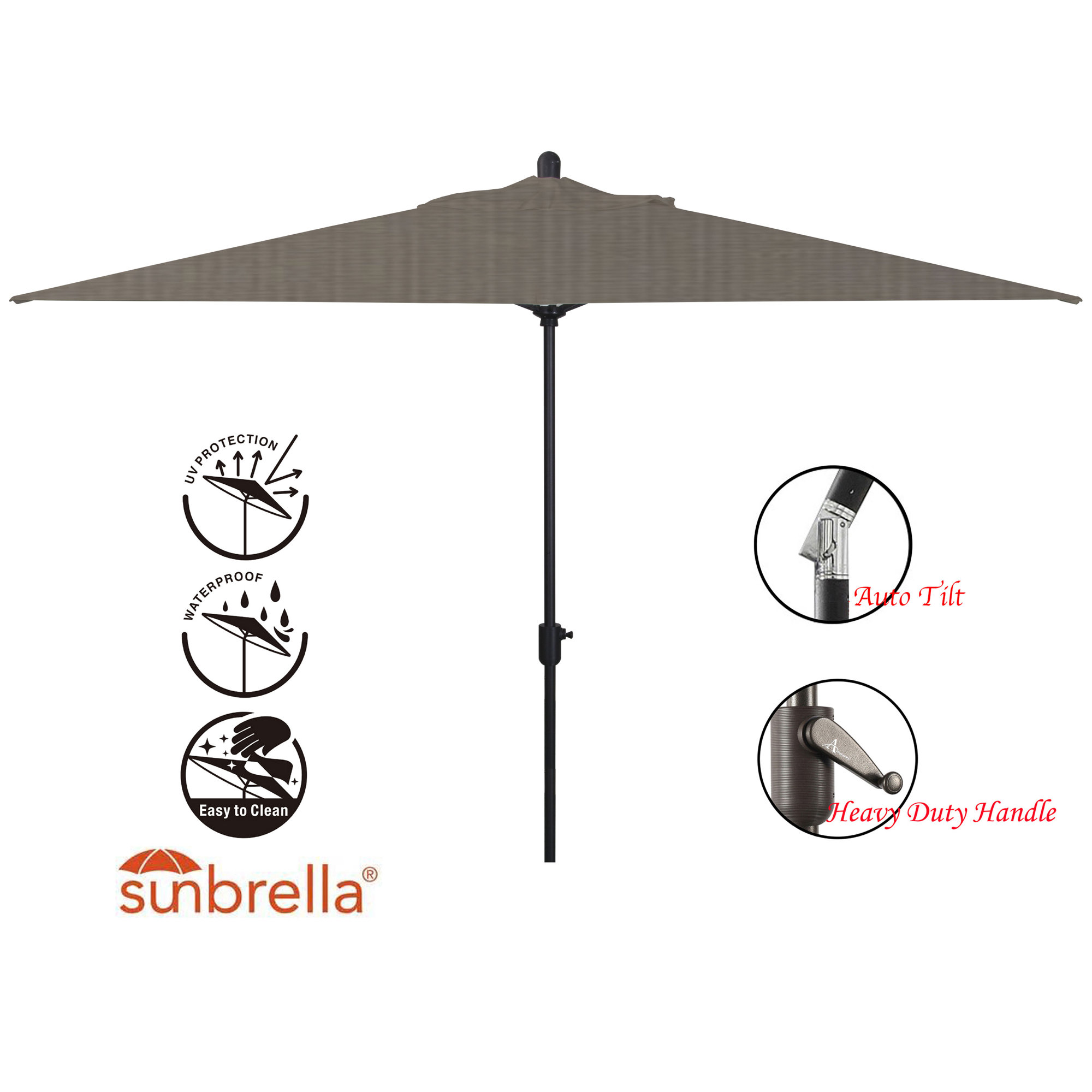 Olivier 116.7'' Outdoor Umbrella, Antique Bronze, Spectrum Graphite Sunbrella® Plainweave