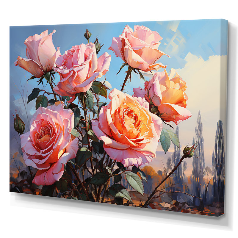 Minimalisme roses roses rêve II sur toile, Toile tendue, H 30 po x l 40 po x P 1,5 po