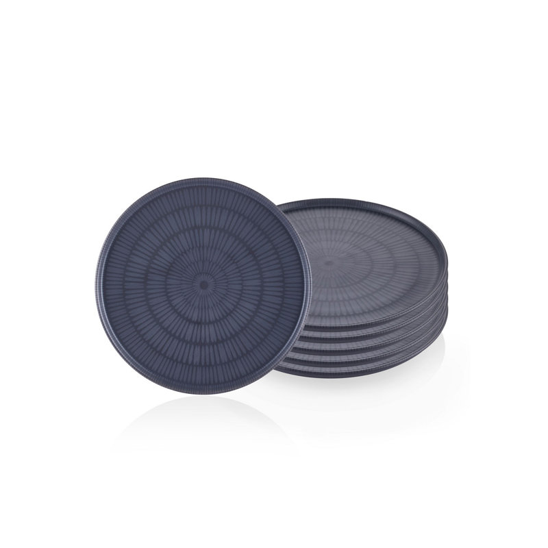 Ensemble de 6 assiettes élégantes en céramique, gris, 10,2 x 10,2 x 0,4 pouces | 100% céramique durable, parfaite pour recevoir et pour un usage quotidien | Conception élégante pour les salles à manger et les tables de cuisine