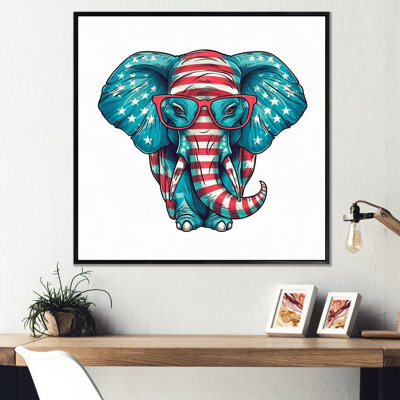 Imprimé d'éléphant bleu avec lunettes - bleu