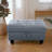 Grayish Blue Faux Leather Rectangular Lift Top Storage Ottoman Foot Stool, 33.5"×22"×17"-1477154651