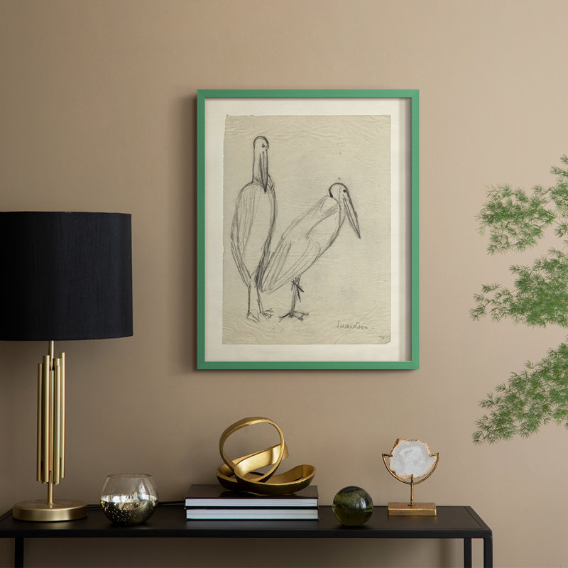 Reproduction encadrée rétro C III - bois massif, H 30 po x l 24 po, Vert