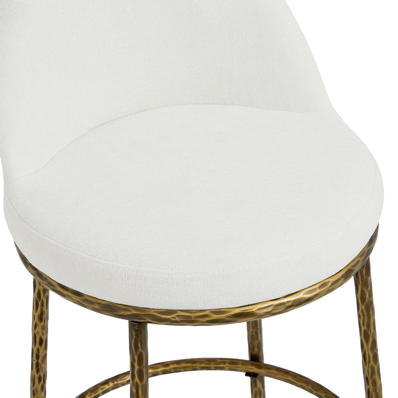 Tabouret de bar Urbina, Coussin beige / structure en laiton forgé