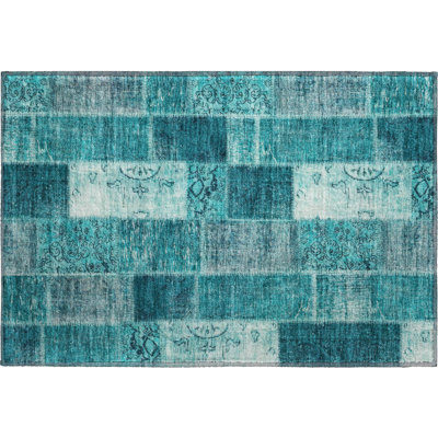 Premium Machine Washable Cerrito Teal Rug