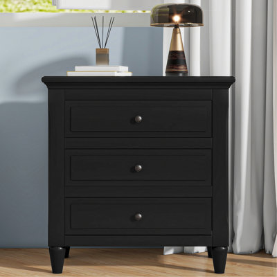 Table de chevet 3 tiroirs en bois pour chambre à coucher moderne