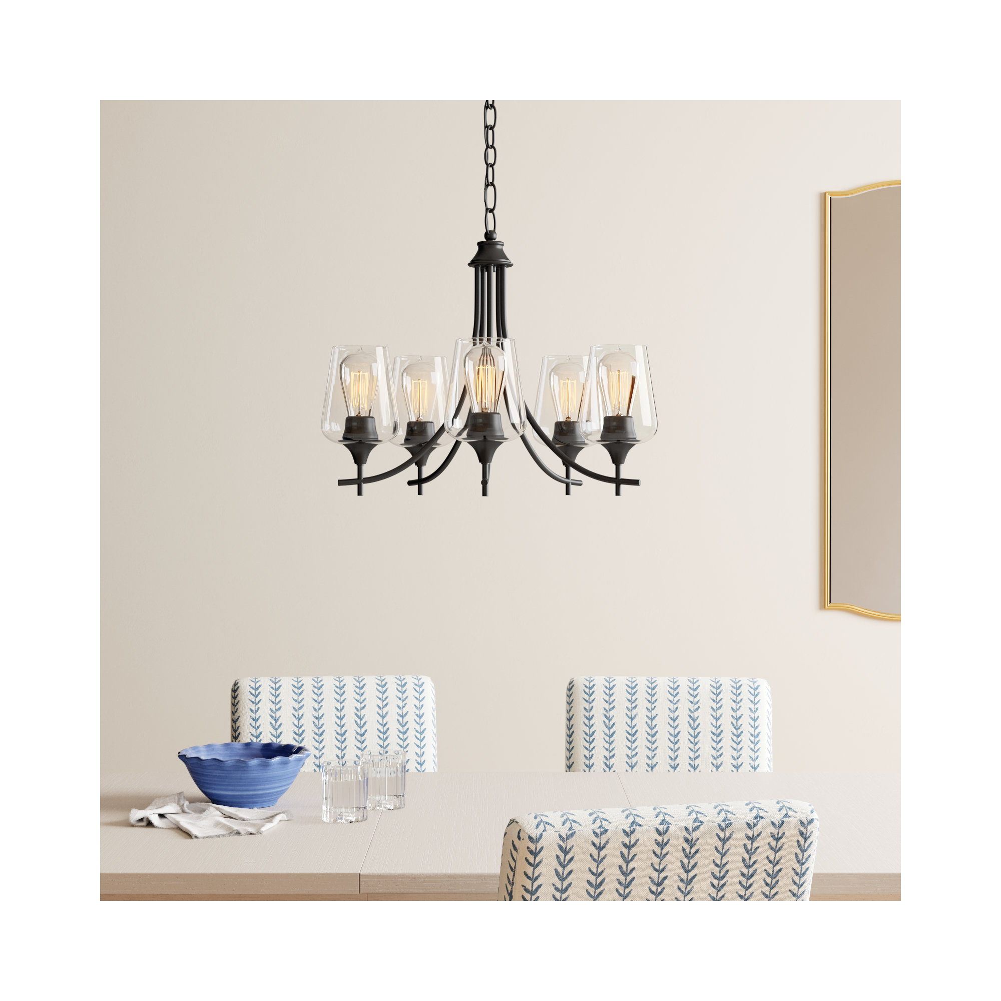 Breena 5 - Light Dimmable Chandelier, English Bronze