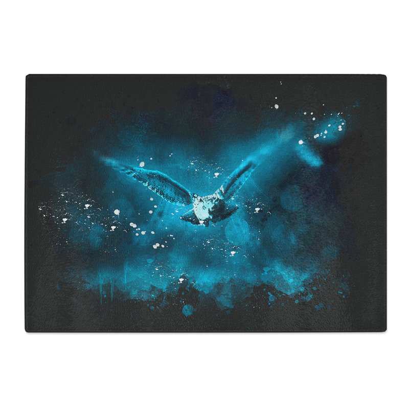 Owl in Flight Paint Splash Chopping Board, 0.4cm H x 28.5cm W x 39cm L