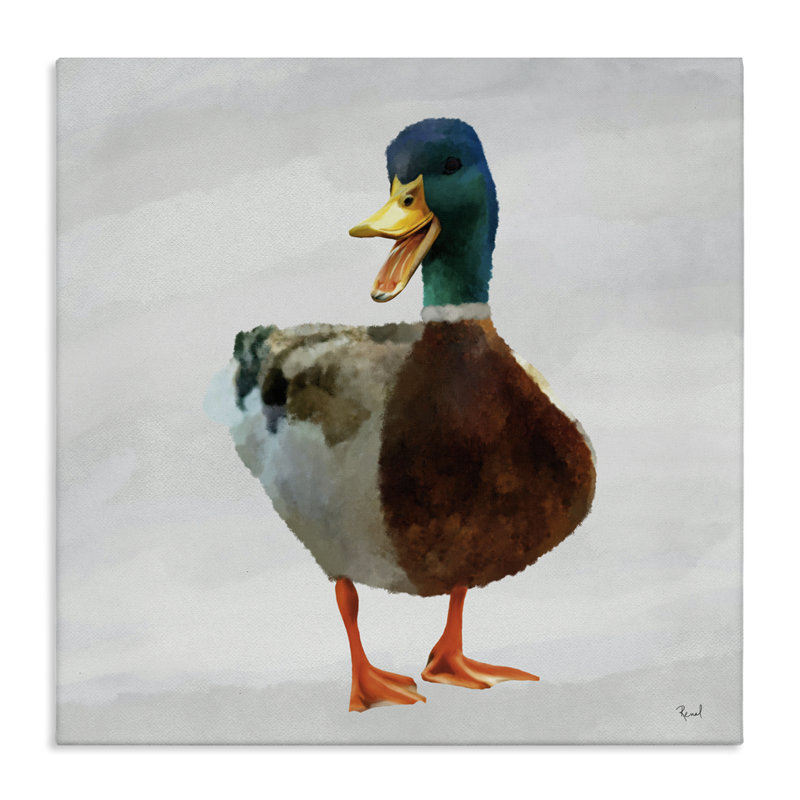 «Squawking Duck», toile par Renel Peters, H 17 po x l 17 po