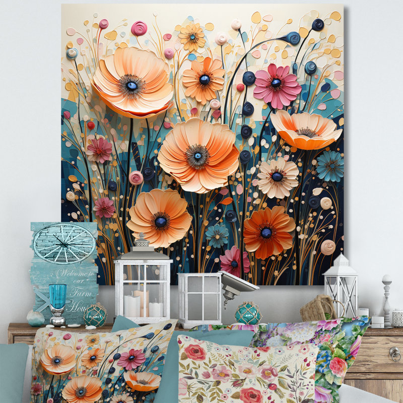 " Abstract Wildflowers Pointillism Dot ", 30" H x 30" W x 1" D, Wrapped Canvas