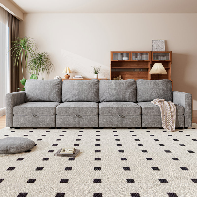 Canapé modulaire en chenille de 126 po, Gris