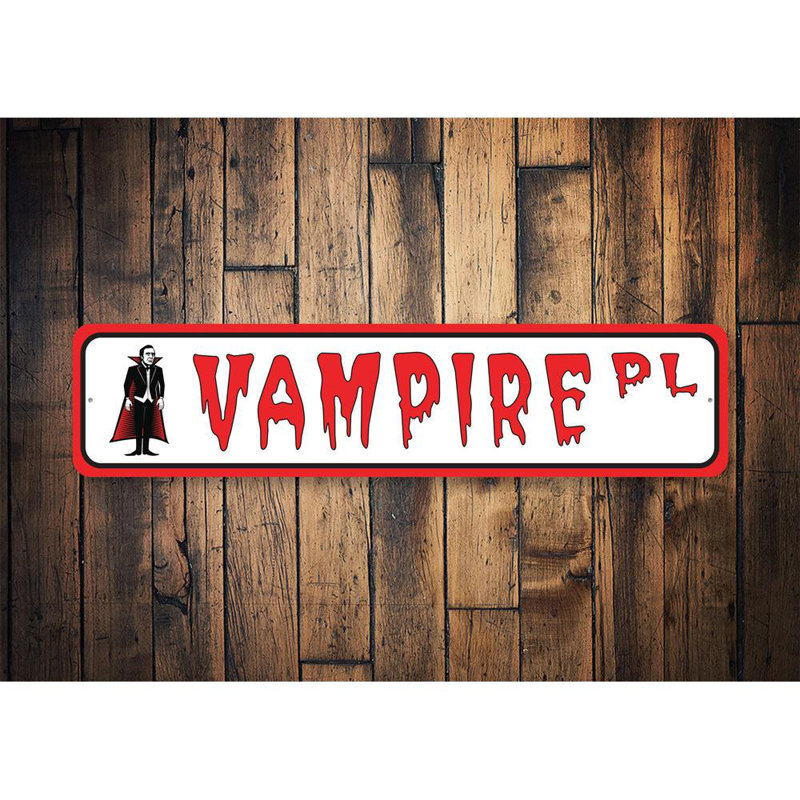 Plaque en aluminium Vampire Street, H 6 po x l 24 po x P 0,06 po
