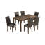 Ensemble de salle à manger 7 pièces brun noyer, table rectangulaire en bois de 58,5 po et 6 chaises rembourrées en polyuréthane, ensemble de coin-repas rustique moderne à 6 places pour la cuisine, la salle à manger et le restaurant