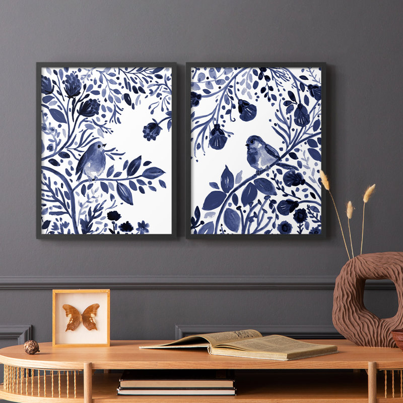 Indigo Song I-Premium Framed Print -Ready to Hang - No Nails Required - No Nails Required, 29" H x 46" W, Black