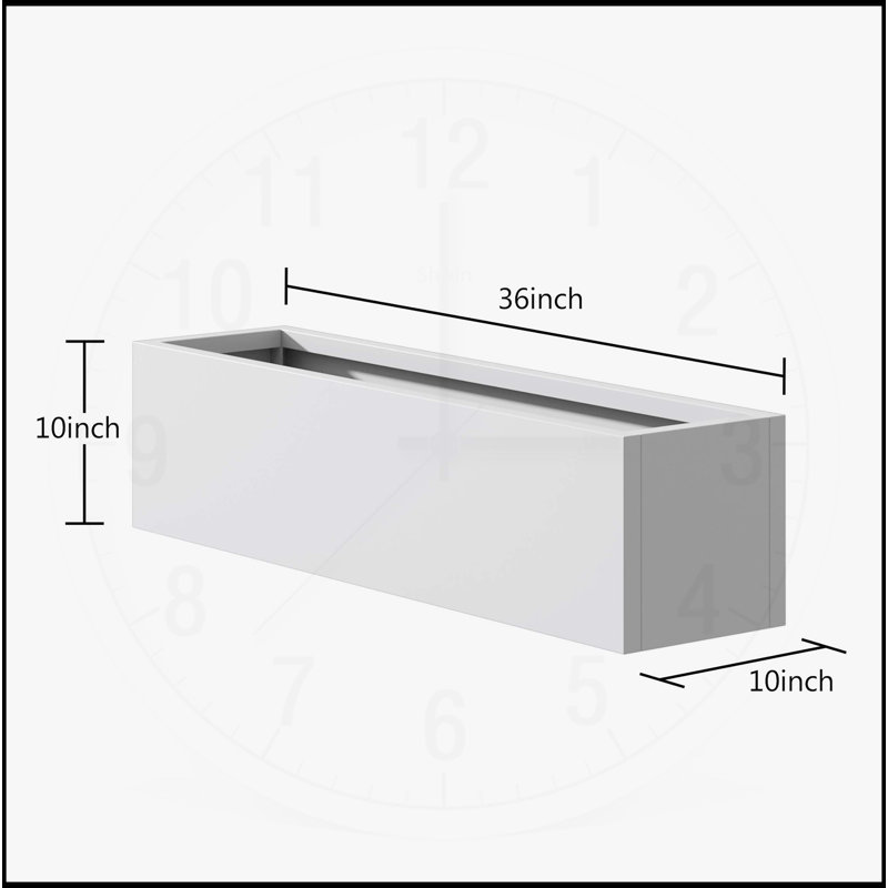 Grande jardinière rectangulaire en métal 36 * 10 * 10 pouces, Blanc