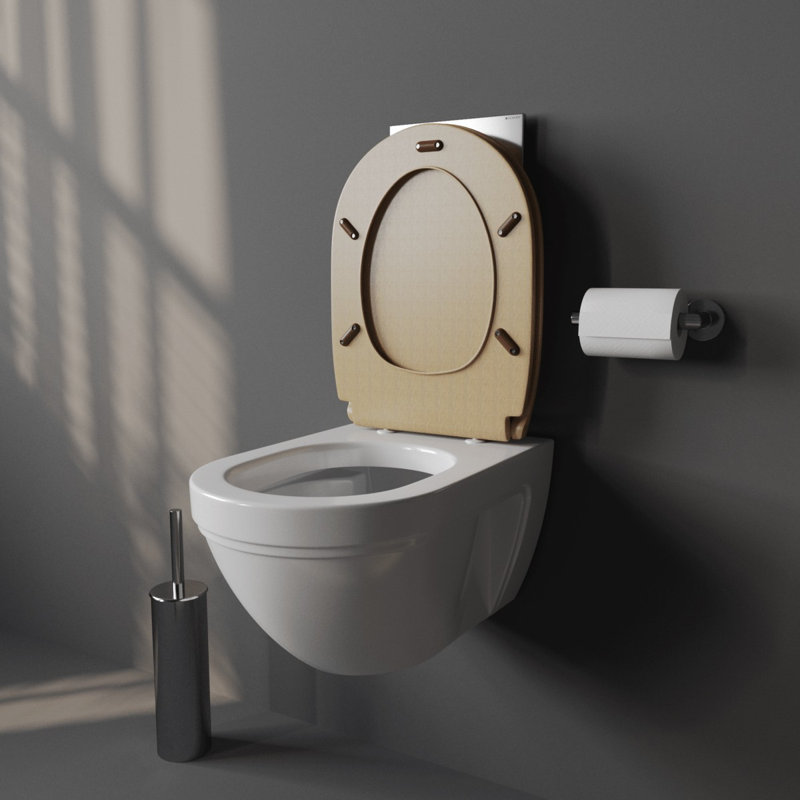 White Silicone Toilet Seat Bumpers 8 Pack (6 Oblong 2 Round) with Screws, Brown