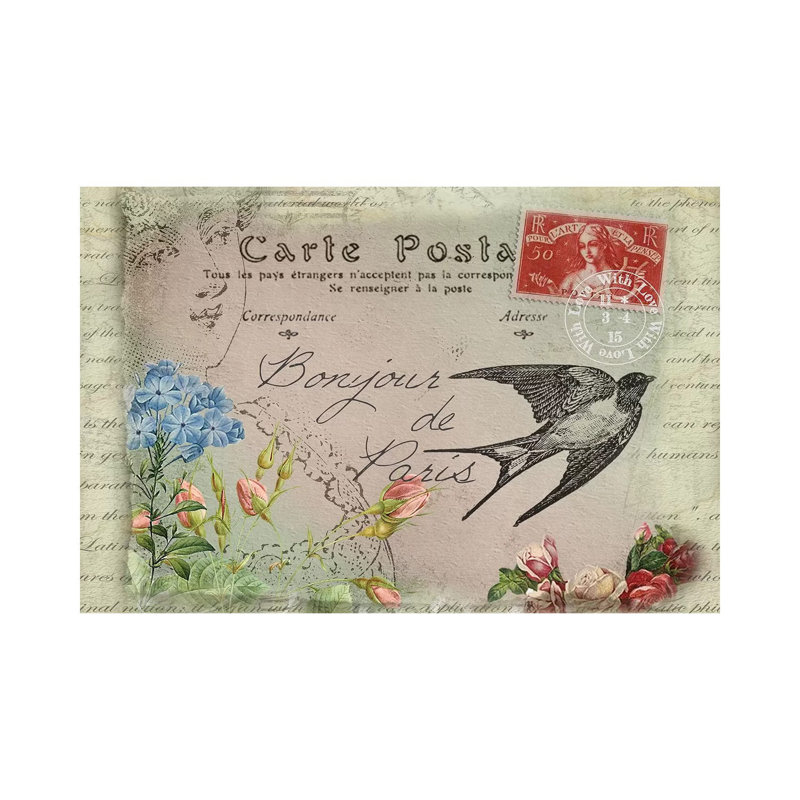 Parisian Postcard #3 by Rnob - Gallery-Wrapped Canvas Giclée on Canvas, 20.32 cm H x 30.48 cm W, Canvas
