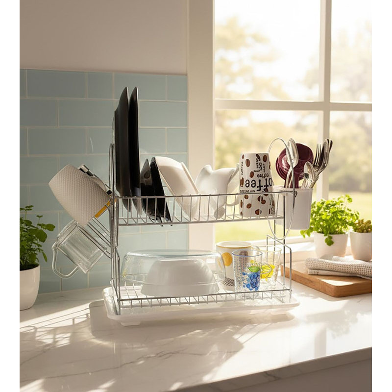 Cengiz Drain Tray, Chrome/White